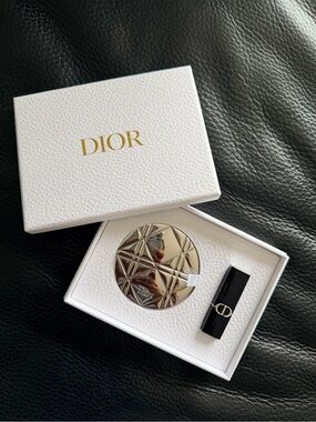 Dior Rouge 720 Lipstick with White Gift Box and Silver Compact Accent